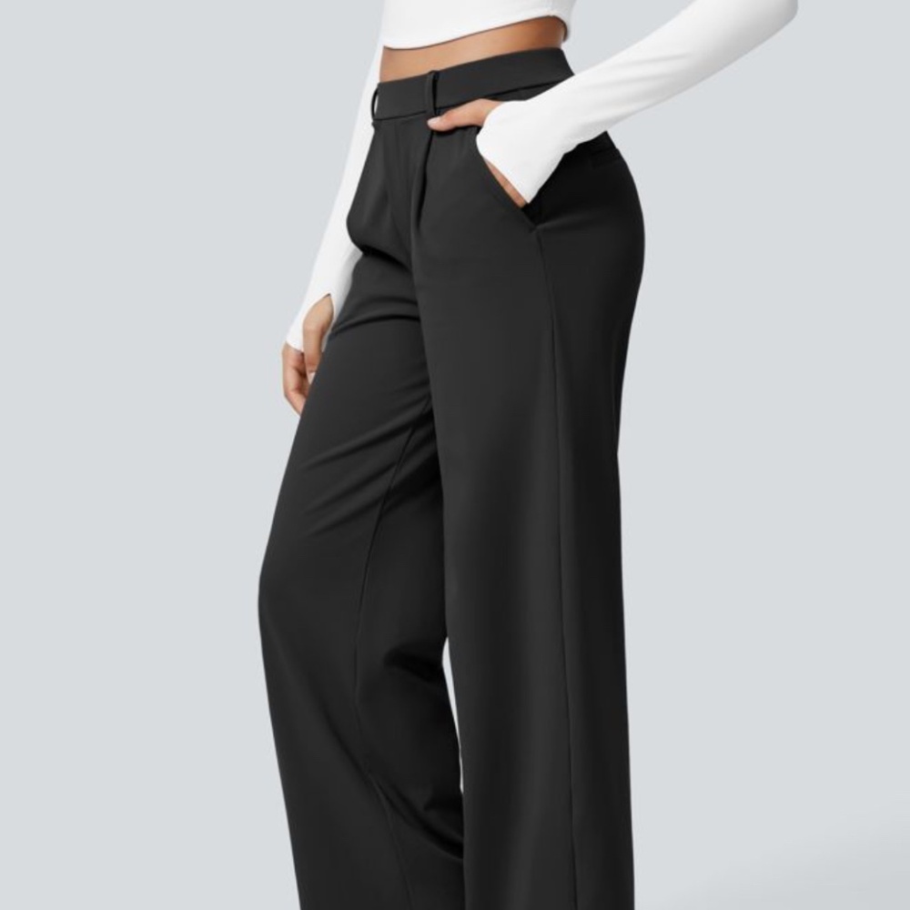 Halo High Waisted Side Pocket Straight Leg Work Pants